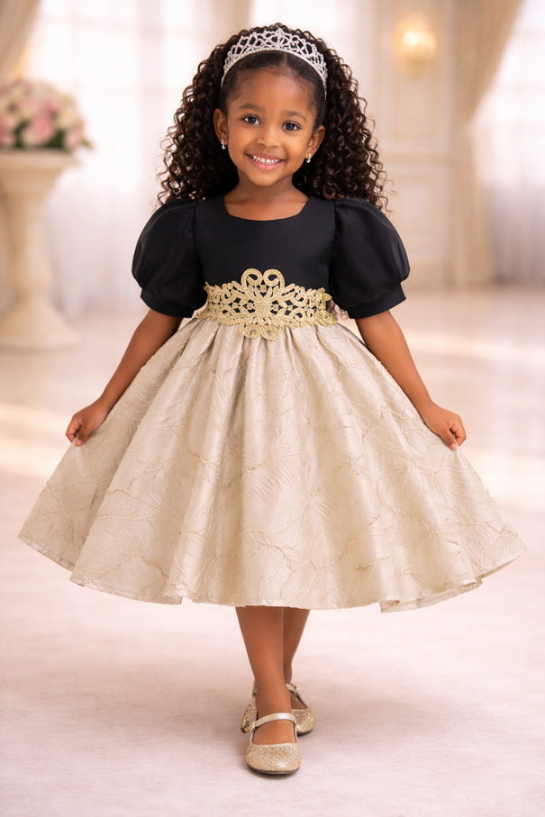 Robe princesse fille noir & champagne