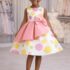 Robe fille cérémonie colorée à pois pastel avec nœud élégant