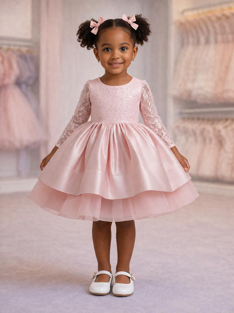 Robe enfant fille rose poudré élégante