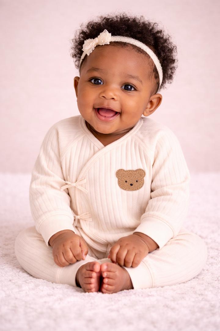 Barboteuse bébé premium en coton doux épais – 0 à 6 mois | Collection Teddy